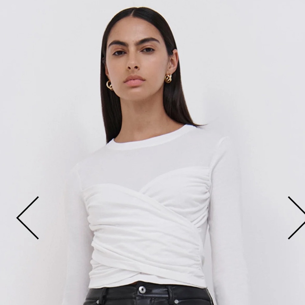 NEW with tags Johnathan SIMKHAI Ellyn Organic Jersey Wrap Tee in White